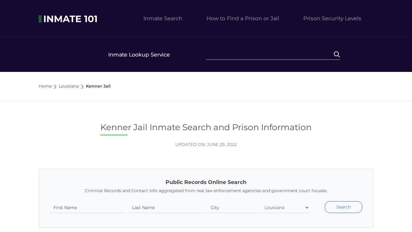 Kenner Jail Inmate Search, Visitation, Phone no. & Mailing ...