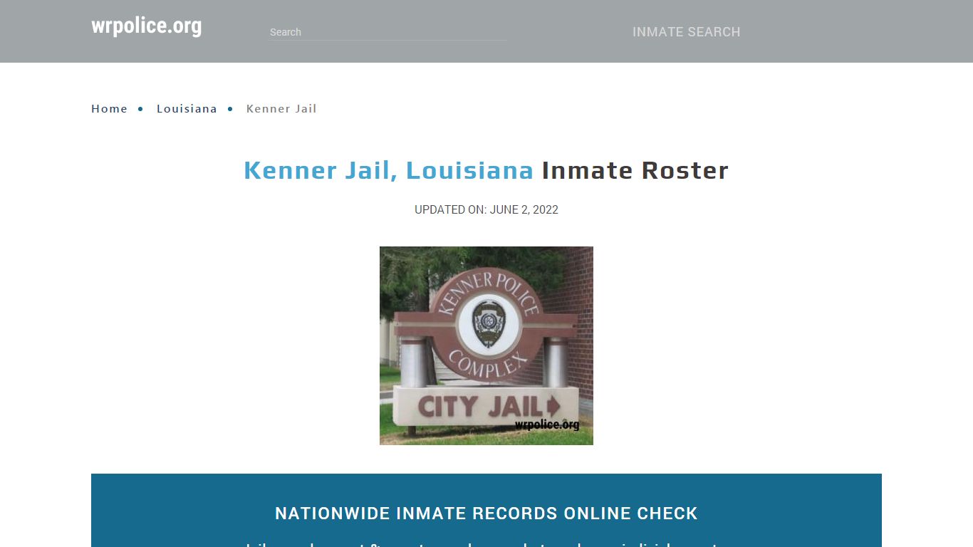 Kenner Jail, Louisiana - Inmate Locator